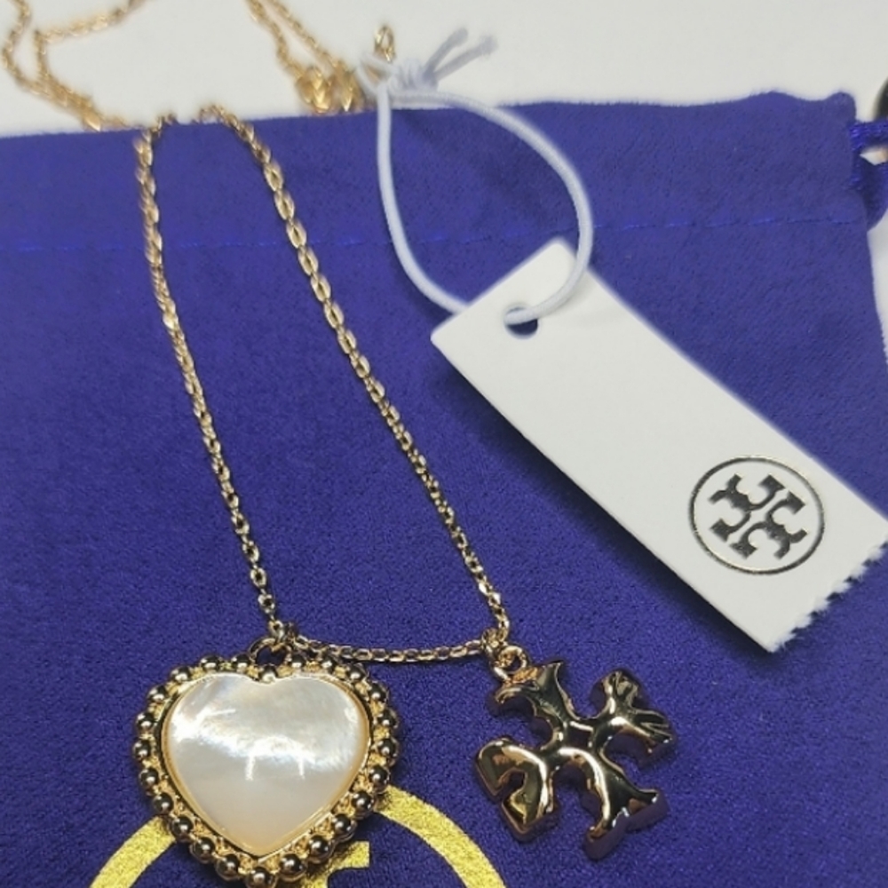 Tory Burch charms logo heart necklace